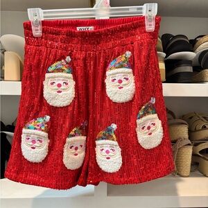 Red Sequin Santa Shorts